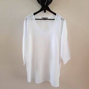 FLAX pure linen white tunic top medium
